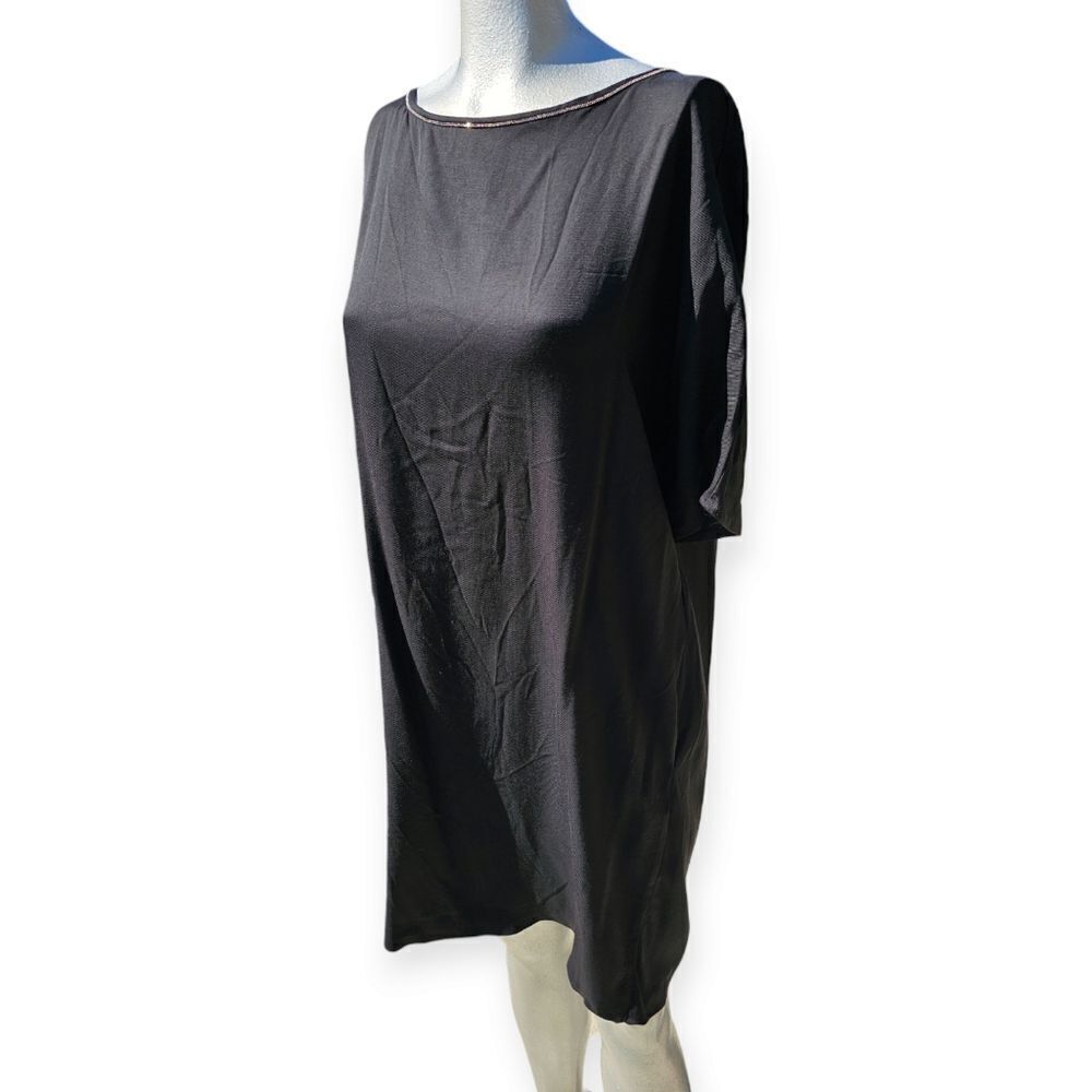 FABIANA FILIPPI Cascade Back Shift Dress – Black